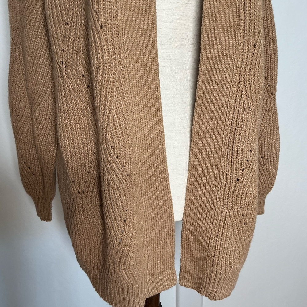 Cozy Tan Knit Cardigan Sweater Size Medium - Picture 4 of 15